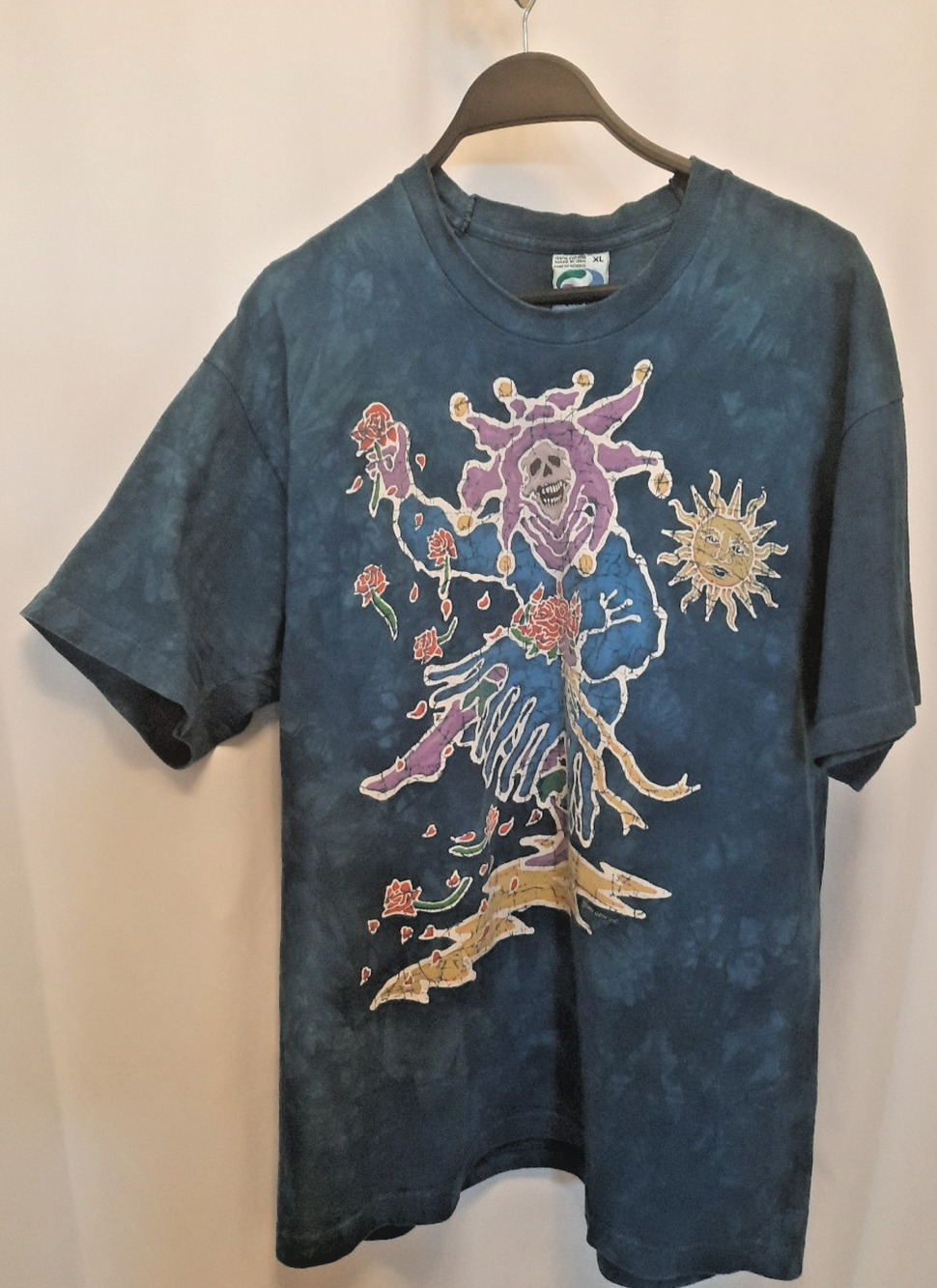 Grateful Dead VTG single stitch dancing Jester Liquid Blue Tie dye T shirt XL